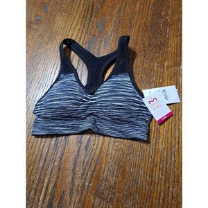 New Girls Small Maidenform Racerback Black Space Dry Sports Bra Crop Top NWT